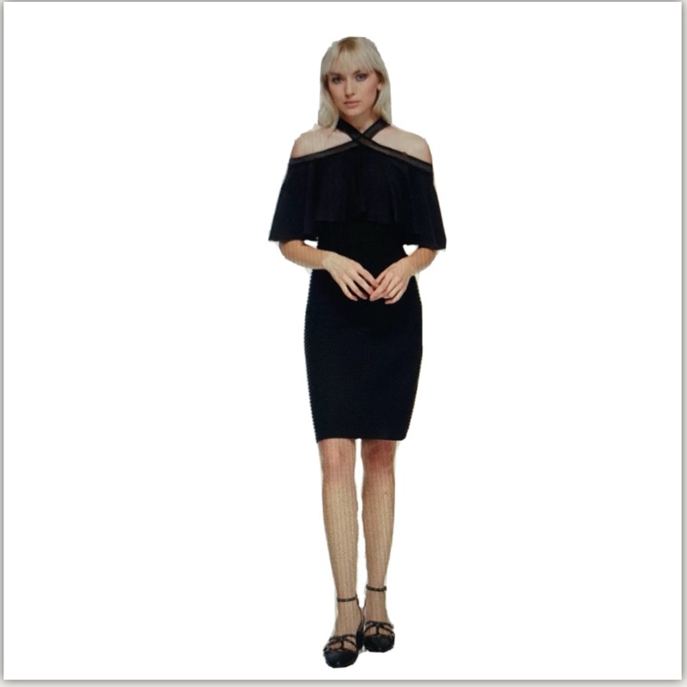 Tadashi Shoji Crystal Pintuck Jersey Halter Dress